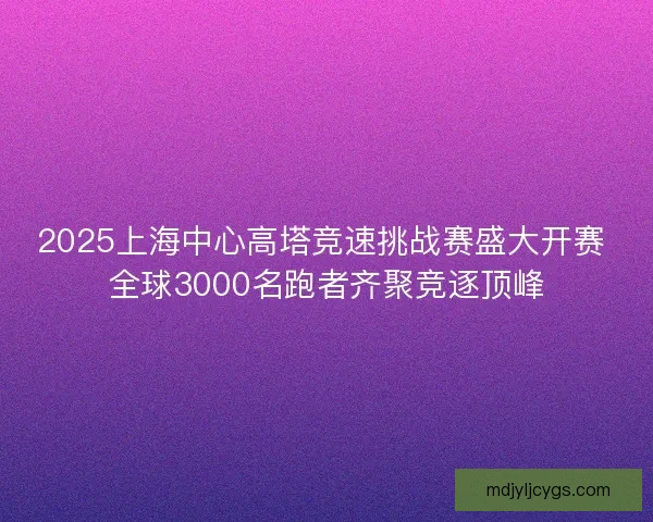2025上海中心高塔竞速挑战赛盛大开赛 全球3000名跑者齐聚竞逐顶峰 2025上海中心高塔竞速挑战赛盛大开赛 全球3000名跑者齐聚竞逐顶峰