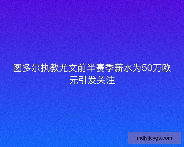 图多尔执教尤文前半赛季薪水为50万欧元引发关注 图多尔执教尤文前半赛季薪水为50万欧元引发关注