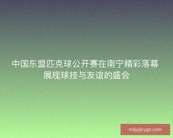 中国东盟匹克球公开赛在南宁精彩落幕 展现球技与友谊的盛会 中国东盟匹克球公开赛在南宁精彩落幕 展现球技与友谊的盛会